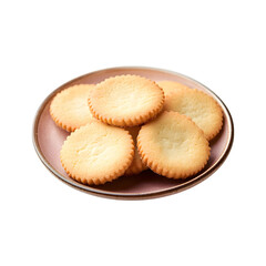 Traditional Butter Cookies on a Plate Isolated on Transparent Background