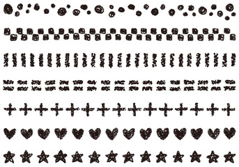 手描きのクレヨン素材　いろいろな飾りラインセット