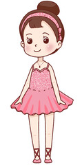 Cute Cartoon Ballerina in Pink Dress