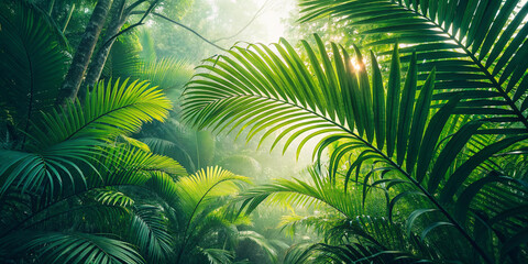 Vibrant Tropical Green Palm Leaves Isolated on a Bright Background for Nature Enthusiasts