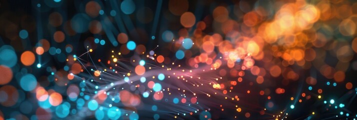 Abstract optic fibers weave through a futuristic space, capturing the essence of technology’s global connectivity and data flow.
