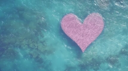 Fototapeta premium Ocean Heart Aerial View of a Pink Coral Reef Heart Shape