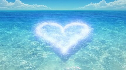 Fototapeta premium Ocean Heart Glowing Love in Tranquil Waters