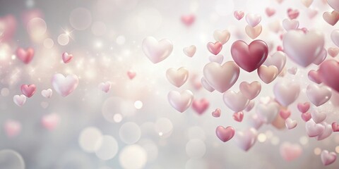 Delicate Floating Hearts Overlaid on a Soft White Background, white background, peaceful,  white background, peaceful