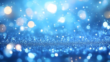 Fototapeta premium Blue Glitter Background With Sparkling Lights