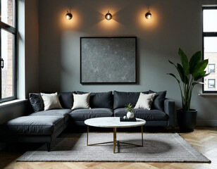 Modern Living Room with Cozy Sofa and Minimalist Decor