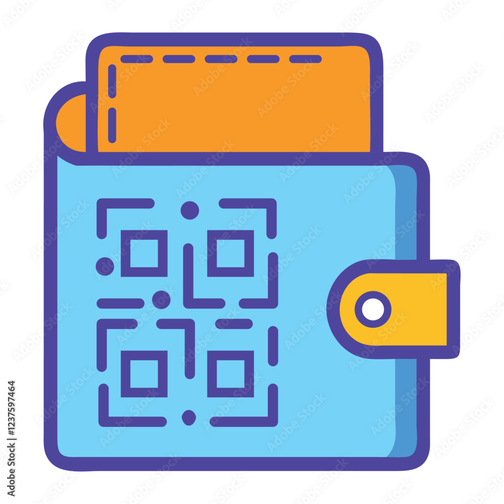 Poster qr code secure digital wallet icon