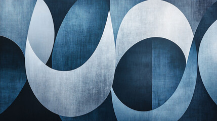 Abstract Wallpaper Design With Elongated Arcs in Varied Shades of Blue. Generative AI