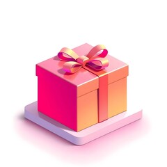 Fototapeta premium 3D white gift box icon with a simple, modern, minimal design, featuring a clean, solid ribbon wrap