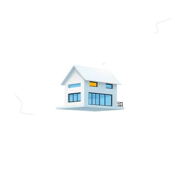 Icono de casa flotante 3D, dise&ntilde;o minimalista moderno, fondo de color s&oacute;lido, ilustraci&oacute;n vectorial limpia y contempor&aacute;nea para proyectos creativos.