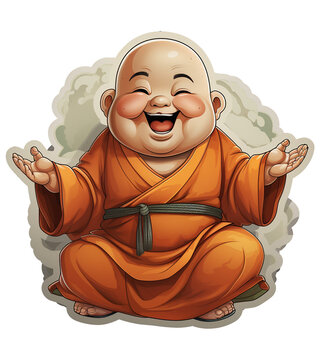A Vibrant Colorful Cartoon Style Laughing Baby Buddha Oil Painting 