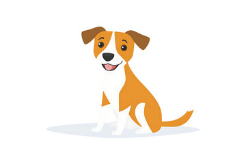 A flat vector illustration of a friendly dog with a colorful abstract background, perfect for pet lovers and animal-themed designs