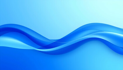 Obraz premium Abstract blue waves, flowing curves, digital art, soft gradients, minimalist design, ethereal atmosphere, light blue background, smooth lines, undulating shapes, fluid motion, tranquil composition, se