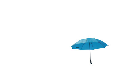 Obraz premium Light blue umbrella with rain drops isolated on transparent background