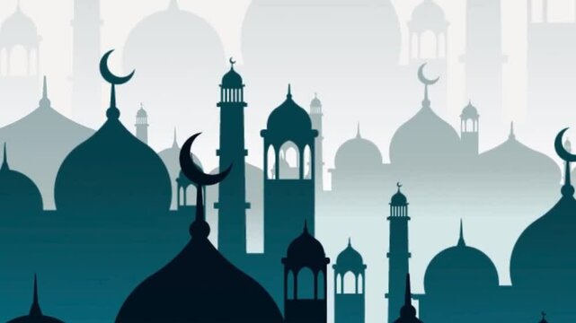 video design for islamic mosque in the night