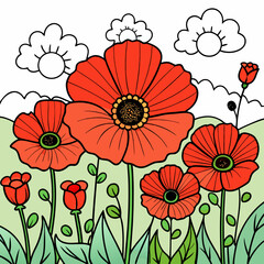 Fototapeta premium background with poppies