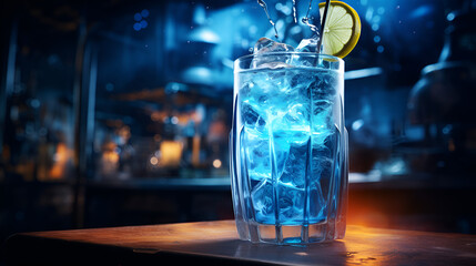 Neon cocktail night close-up