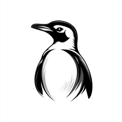 Obraz premium Elegant penguin illustration, wildlife, animal art, white background, nature