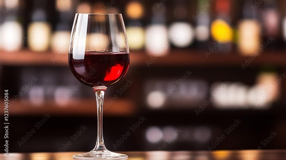 Poster Elegant Glass of Red Wine in Luxurious Bar Setting with Soft Lighting : Generative AI