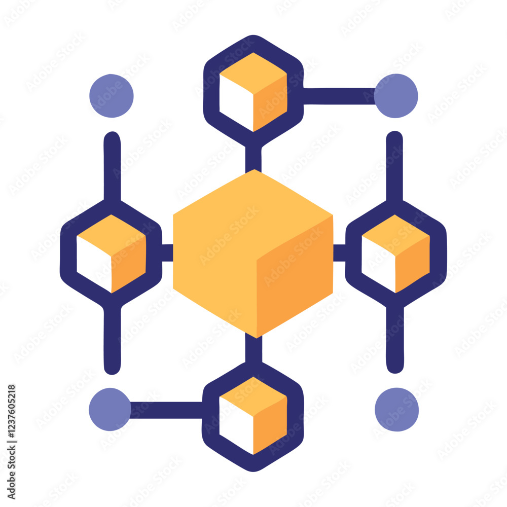 Aufkleber blockchain technology secure data network icon