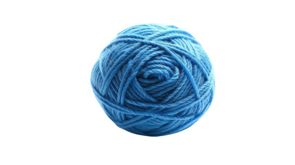 Blue ball of yarn isolated on transparent background for knitting and crochet