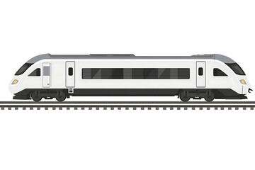 Naklejka premium A flat vector illustration of a high-speed train on a futuristic cityscape background