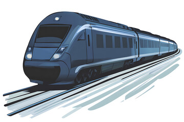 Fototapeta premium Modern flat vector illustration of a high-speed train in motion, showcasing speed and technology