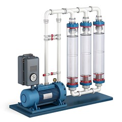 A realistic pump system with visible tubes demonstrating fluid exchange and pulsation