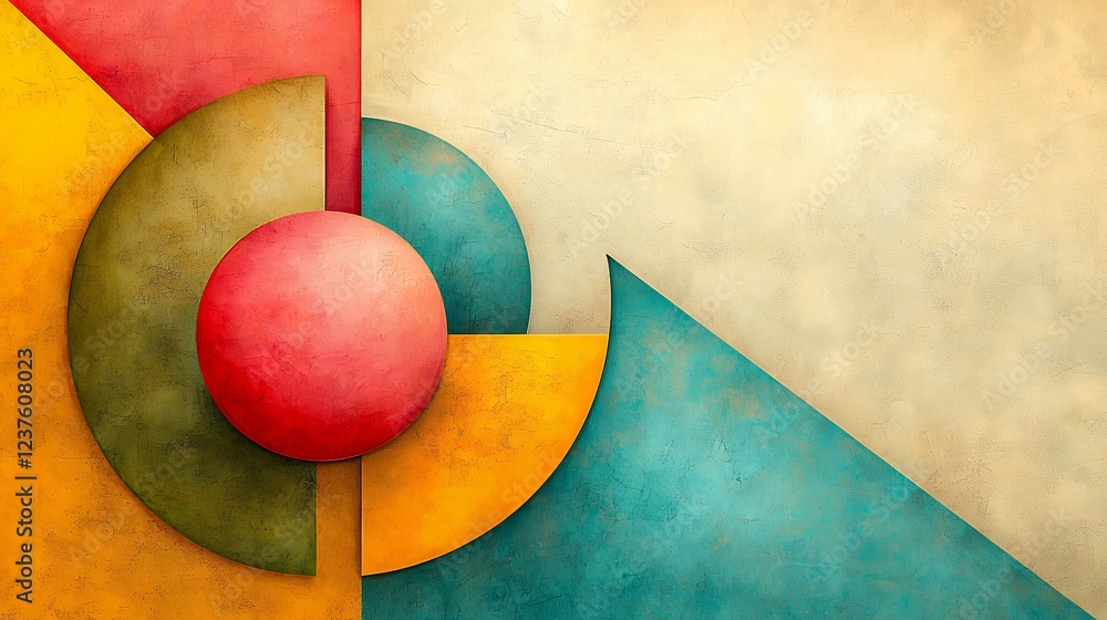 Poster abstract geometric artwork with overlapping circles and triangles