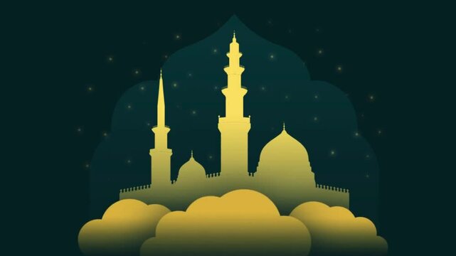 video religion vector for blue mosque in night