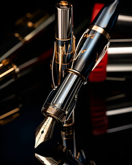 Naklejka premium Luxury fountain pen closeup