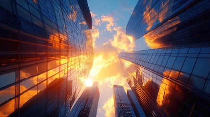 Hong Kong skyline financial business office building at Hong Kong harbor city center.