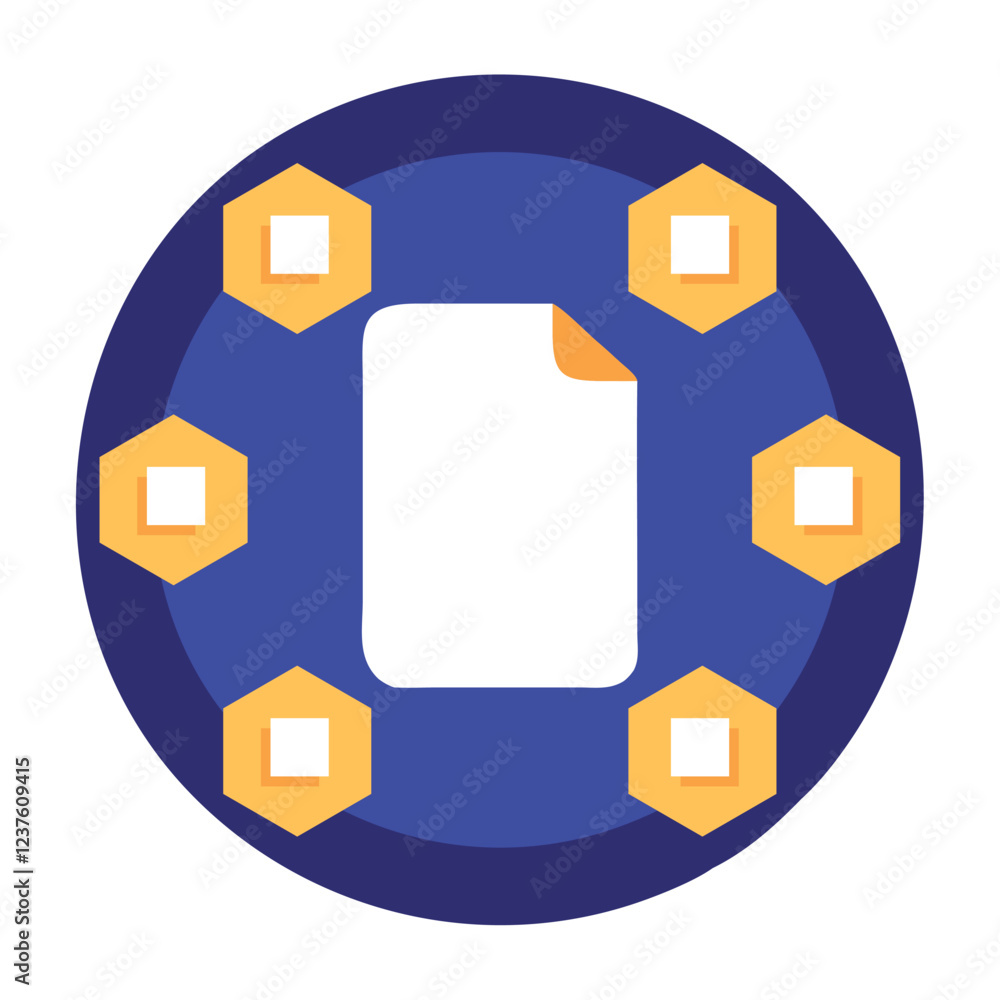 Poster decentralized blockchain network icon
