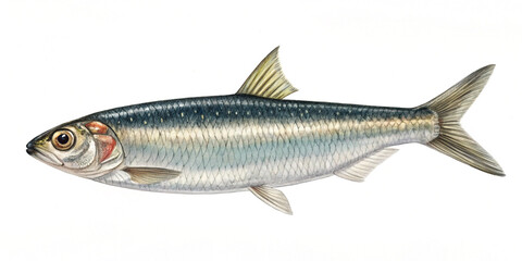 Fresh Anchovies Isolated on a White Background