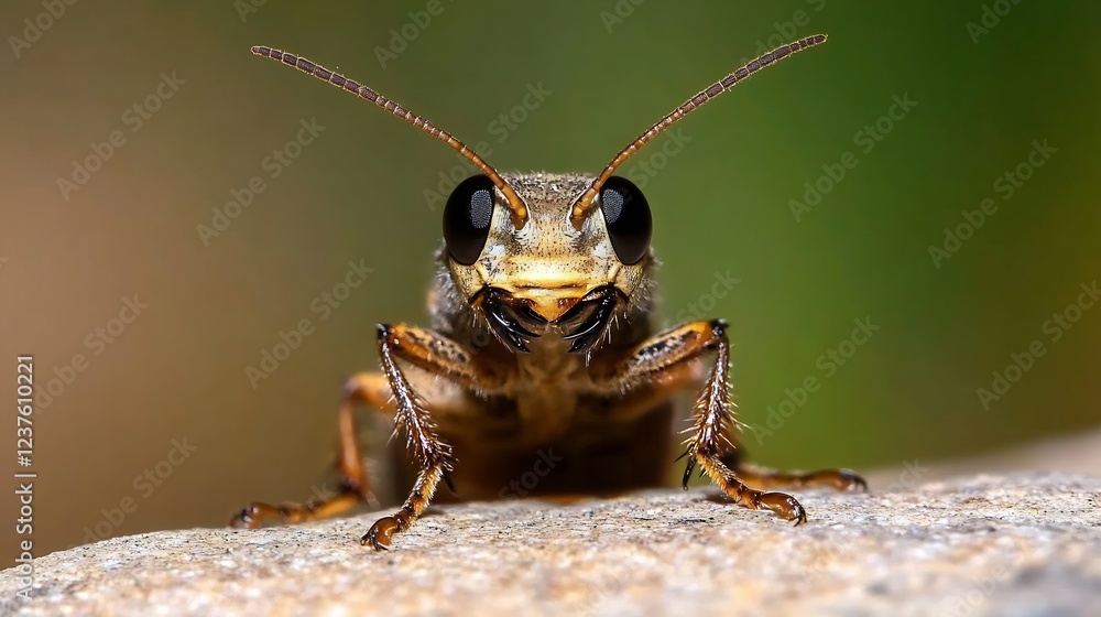 Poster Macro Shot of a Beetle with Sharp Focus on Texture and Details : Generative AI
