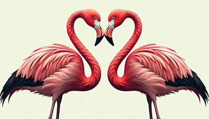 Obraz premium Flamingo Couple in Love Close-Up