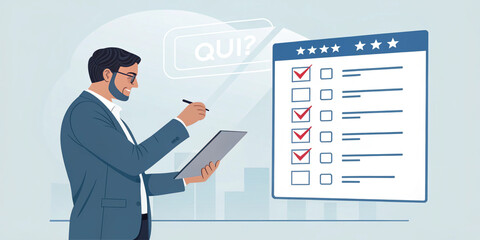 Fototapeta premium A Businessman Evaluating an Online Assessment Survey