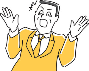 オーバーに驚く男性会社員