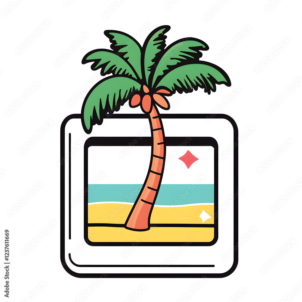 Poster polaroid photo frame with a palm tree