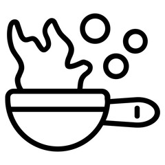Wok Flame Line Icon