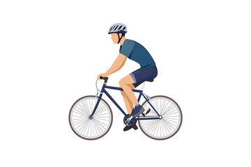 Obraz premium A flat vector illustration of a person riding a bicycle in a vibrant and dynamic style