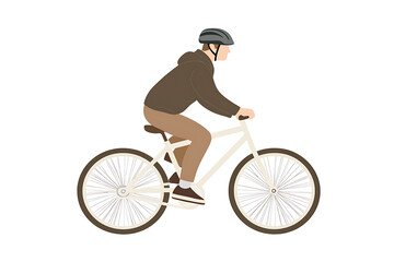 Fototapeta premium A flat vector illustration of a person riding a bicycle in a colorful and vibrant style