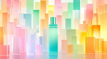 Pastel Cityscape Perfume Bottle Product Shot