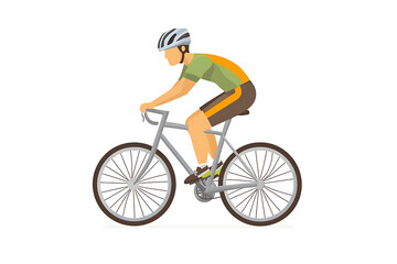 Fototapeta premium A flat vector illustration of a person riding a bicycle in a minimalist style