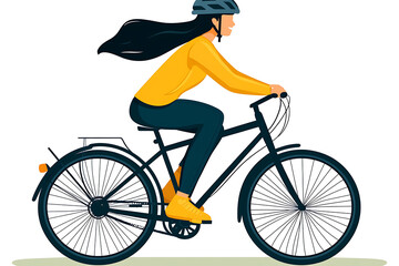 A flat vector illustration of a person riding a bicycle in a minimalist style