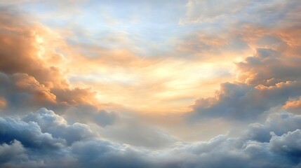 Obraz premium Vibrant Sunset Clouds Illuminating the Sky with Warm Glowing Colors : Generative AI