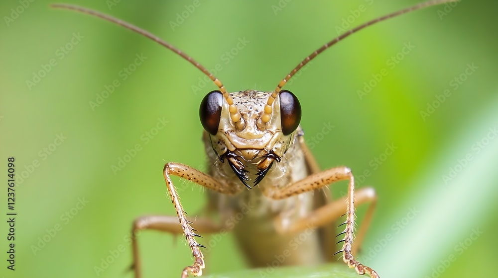 Poster Macro View of Praying Mantis with Detailed Facial Features : Generative AI