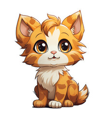 A Vibrant Colorful Cartoon Style Cute Baby Cat With smiley Face Oil Painting