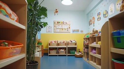 Obraz premium Spacious and Colorful Preschool Classroom with Toys and Decorations : Generative AI