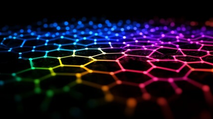 glowing hexagons dark background